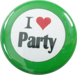 I love Party Button grün - zum Schließen ins Bild klicken